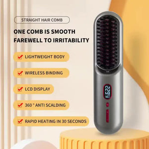 Black Negative Ion Hair Straightener Brush Ionic Straightening Comb For Frizz Free Smooth