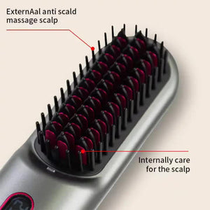 Black Negative Ion Hair Straightener Brush Ionic Straightening Comb For Frizz Free Smooth