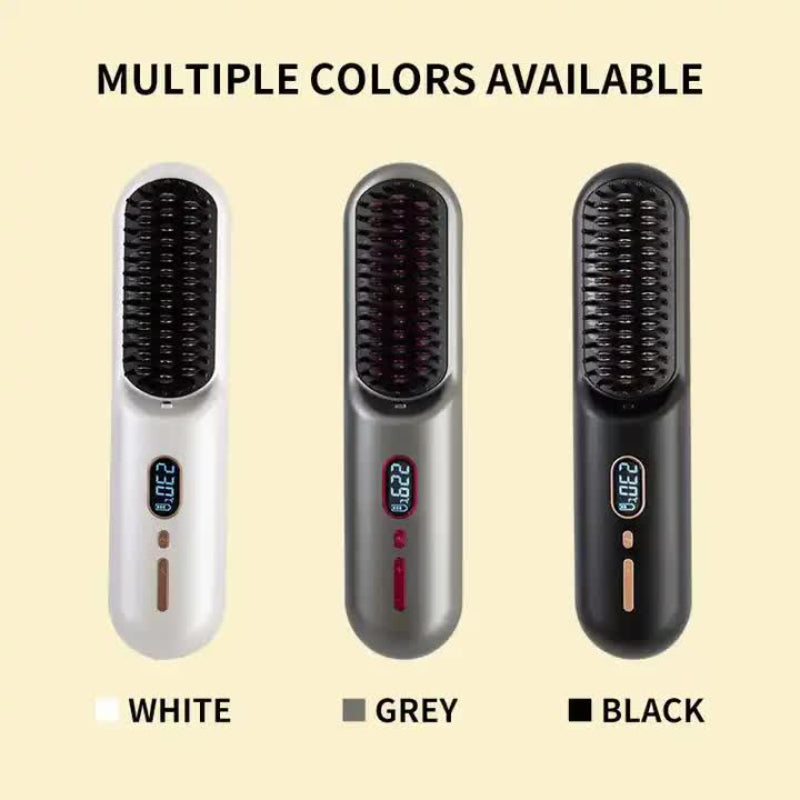 Black Negative Ion Hair Straightener Brush Ionic Straightening Comb For Frizz Free Smooth