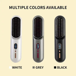 Grey Negative Ion Hair Straightener Brush Ionic Straightening Comb For Frizz Free Smooth