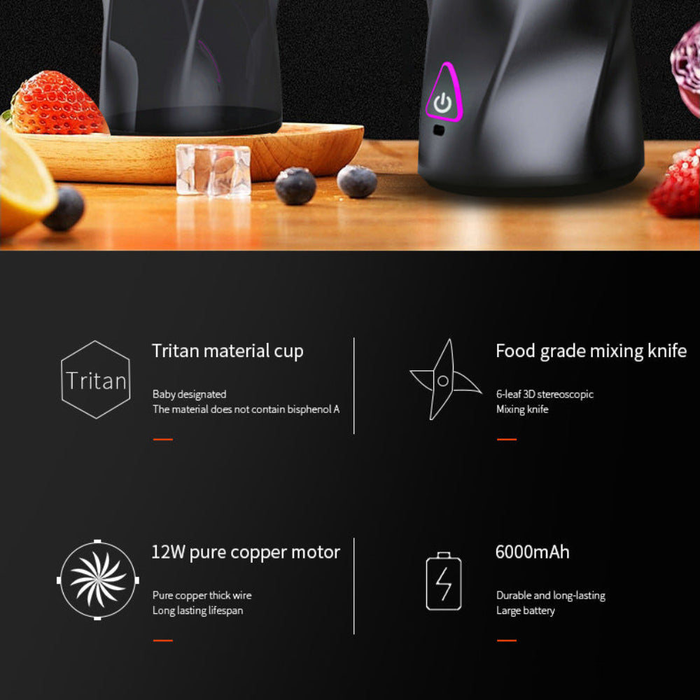 Black Portable High Capacity Juicer Cup Powerful Blender With Ice Crushing Capability For Smoothies & Juices