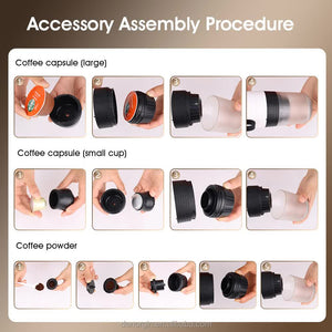 Grey Portable Espresso Coffee Machine Universal 3 In 1 Capsule Powder And Maker