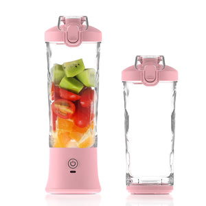 Pink 600Ml Large Capacity Juicer Cup Rechargeable Portable Multifunctional Ice Crushing & Fruit Blender