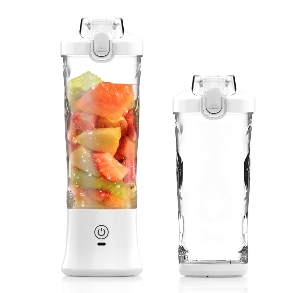 White 600Ml Large Capacity Juicer Cup Rechargeable Portable Multifunctional Ice Crushing & Fruit Blender