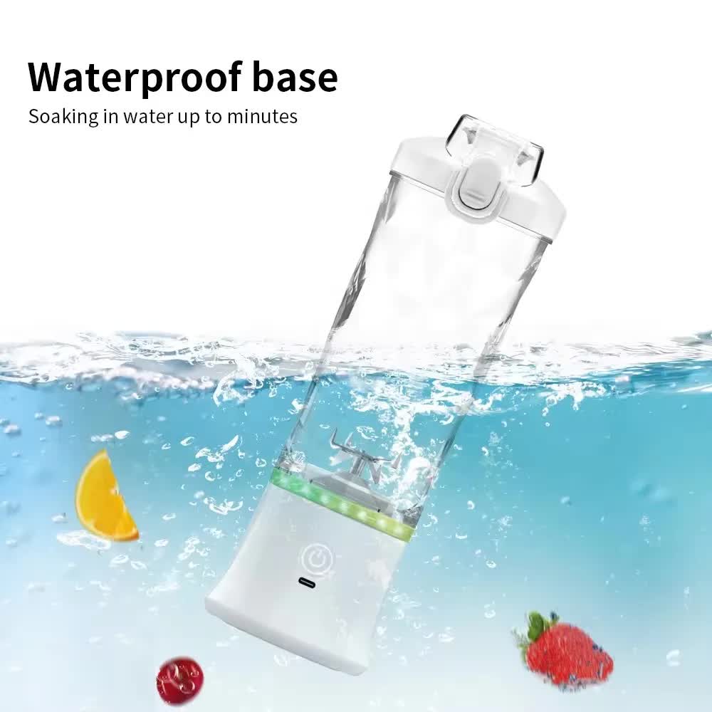 White 600Ml Large Capacity Juicer Cup Rechargeable Portable Multifunctional Ice Crushing & Fruit Blender