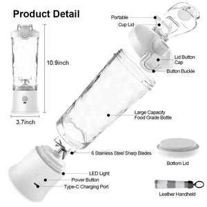 Green 600Ml Large Capacity Juicer Cup Rechargeable Portable Multifunctional Ice Crushing & Fruit Blender