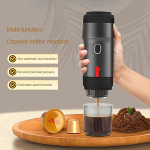 Black Portable Fully Automatic Espresso Coffee Machine Universal 3 In 1 Capsule Powder & Maker