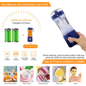 Green Portable Mini Juicer Rechargeable Electric Fruit Cup Compact & Convenient