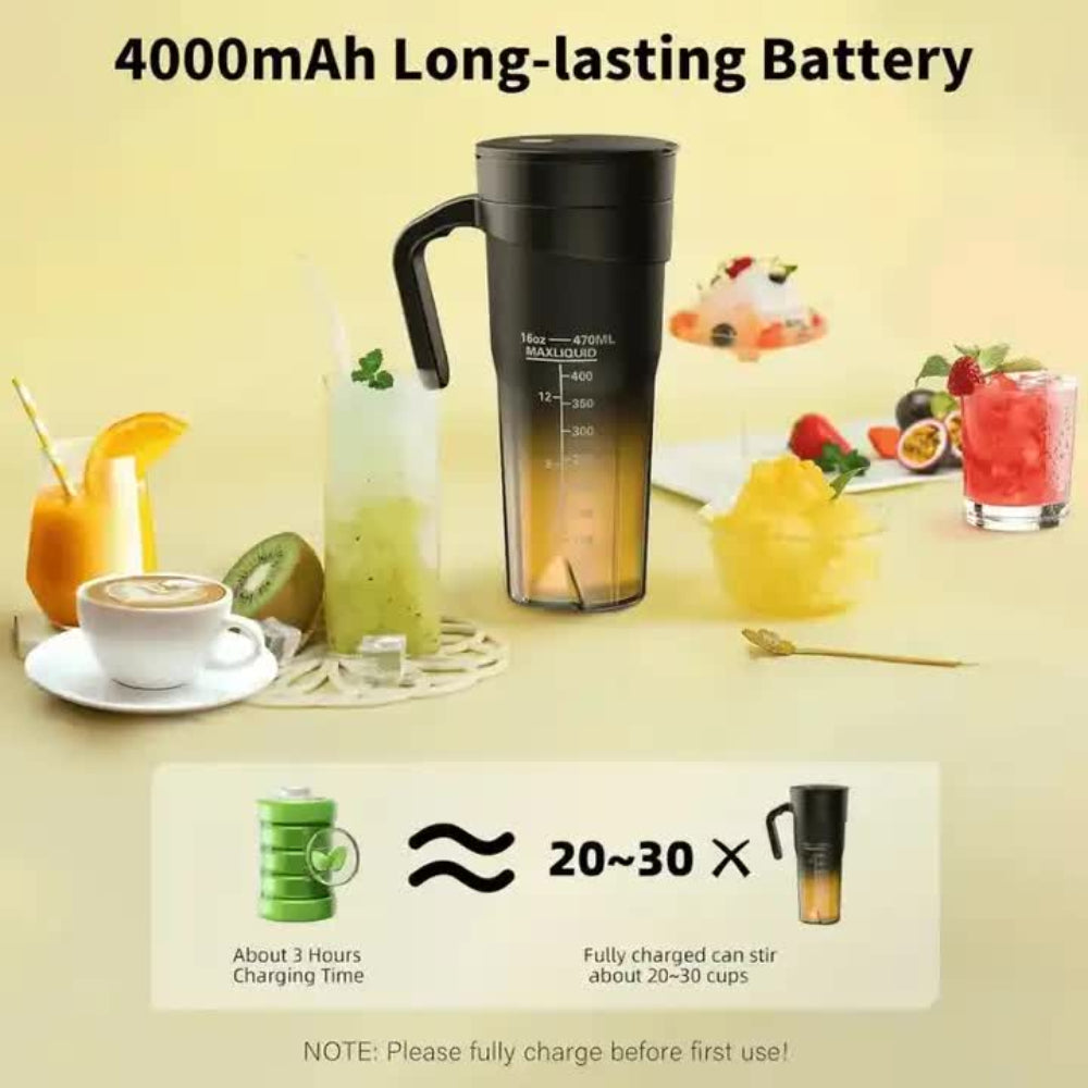 Black Portable Juicer Cup With Straw Usb Rechargeable 6 Blade Blender Multi Function Maker For Travel And Outdoor Use