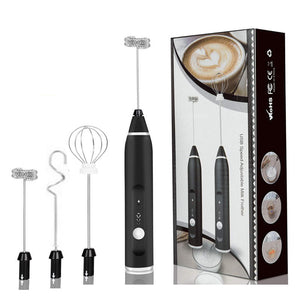 Black 304 Stainless Steel Speed Handheld Electric Milk Frother Egg Beater Paint Mixer And Powder Blender