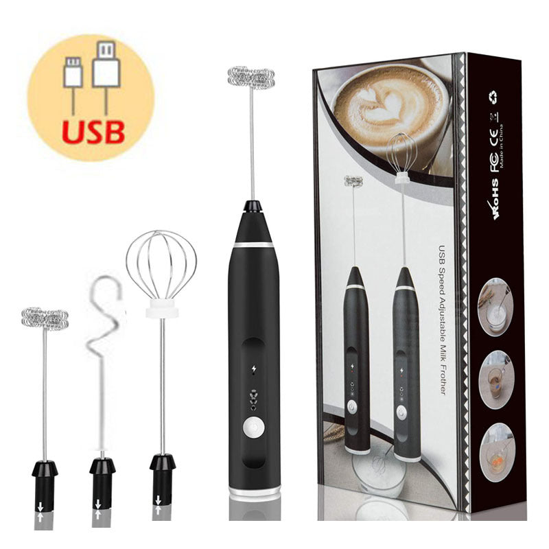 Black 304 Stainless Steel Speed Handheld Electric Milk Frother Egg Beater Paint Mixer And Powder Blender