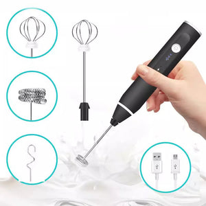 Black 304 Stainless Steel Speed Handheld Electric Milk Frother Egg Beater Paint Mixer And Powder Blender