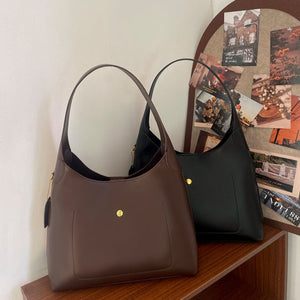 Brown Oil Wax Leather Style Casual Shoulder Bag Versatile Handbag And Crossbody Tote For Women