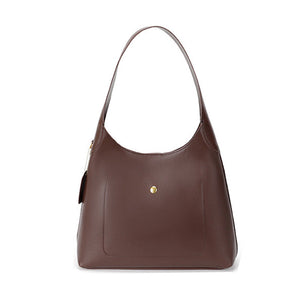 Brown Oil Wax Leather Style Casual Shoulder Bag Versatile Handbag And Crossbody Tote For Women