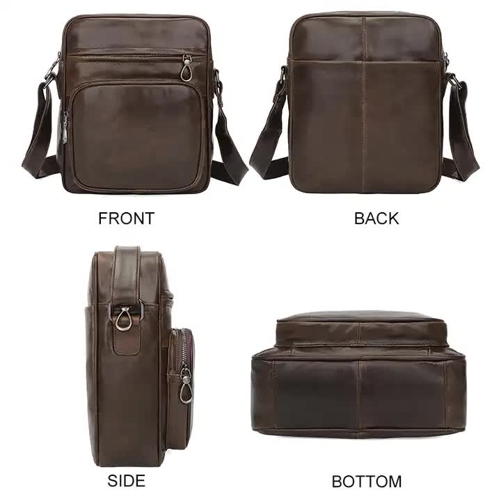 Brown Men's Genuine Leather Casual Shoulder Bag Minimalist Crossbody For Everyday Use