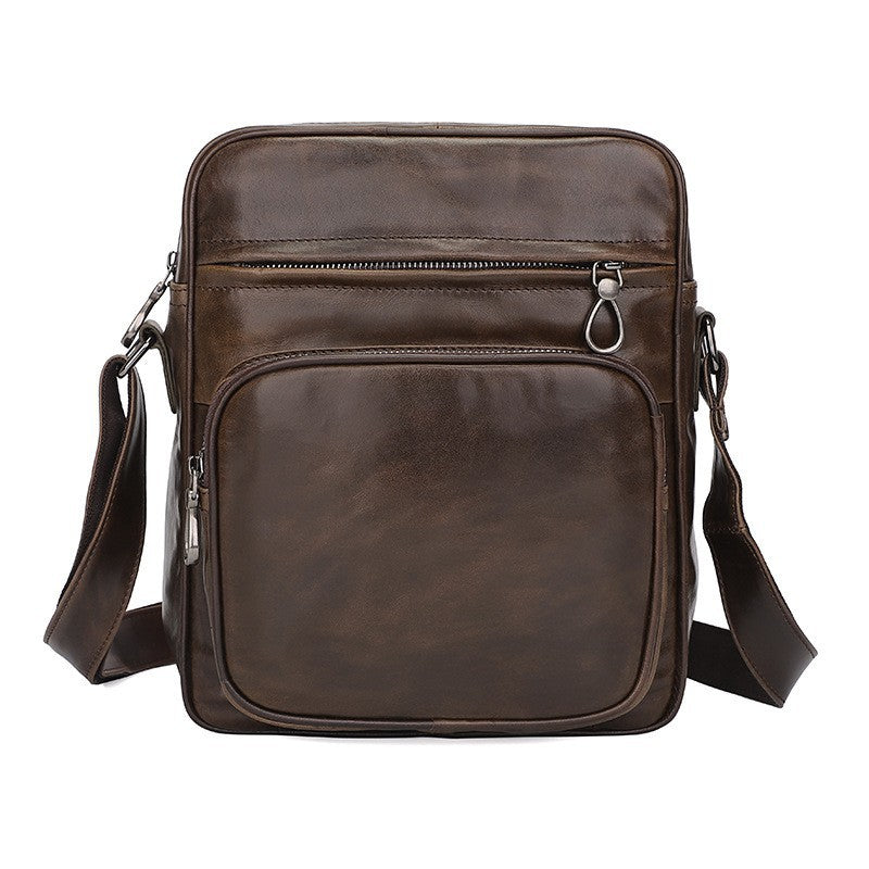 Dark Brown Men's Genuine Leather Casual Shoulder Bag Minimalist Crossbody For Everyday Use