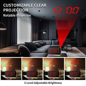 Rose Gold Rgb Led Projection Alarm Clock Multi Color Night Light With Snooze Function Home Decor Digital