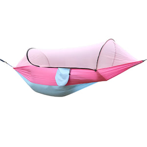 Pink Outdoor Camping Hammock With Mosquito Net Anti Tip Nylon Fabric Single/Double Person Quick Setup