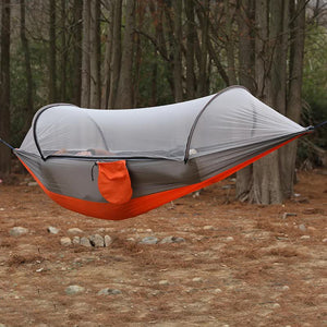 Red Outdoor Camping Hammock With Mosquito Net Anti Tip Nylon Fabric Single/Double Person Quick Setup