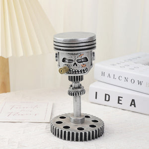 Elosung Piston Skull Face Sculpture Resin Gear Decor Industrial Style Home Decoration