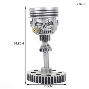 Elosung Piston Skull Face Sculpture Resin Gear Decor Industrial Style Home Decoration