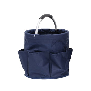 Navy Blue Portable Picnic Basket Foldable Outdoor Beach With Handle Multi Use Storage And Wash Bag