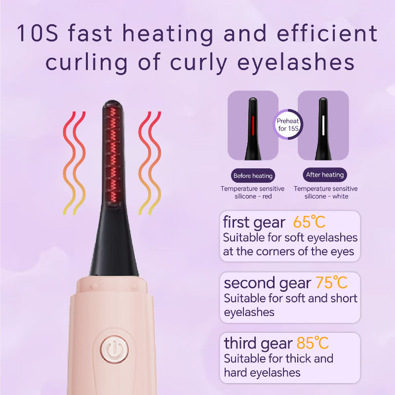 White Electric Heated Eyelash Curler Portable Makeup Tool For Long Lasting Lift And Style