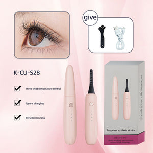 Elosung Pink Electric Heated Eyelash Curler Portable Makeup Tool For Long Lasting Lift And Style