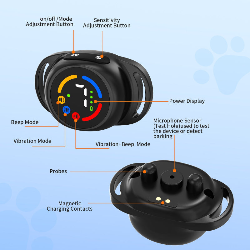 Smart Waterproof Anti Bark Device Mini Dog Training Collar With Color Screen