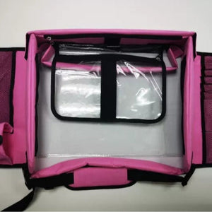 Pink Kids Travel Tray With Storage Car Seat Organizer For Toys And Snacks