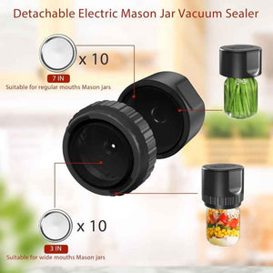 Black Automatic Electric Mason Jar Vacuum Sealer Compact Food Preservation Machine With Digital Display