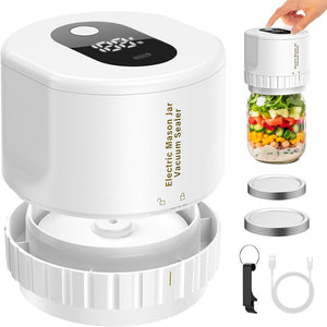 White Automatic Electric Mason Jar Vacuum Sealer Compact Food Preservation Machine With Digital Display