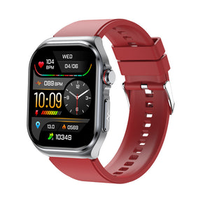 Red Smartwatch With Bluetooth Calling Ecg Blood Pressure Heart Rate And Multi Sport Modes