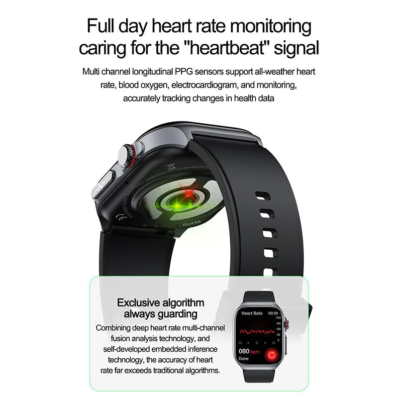 Blue Smartwatch With Bluetooth Calling Ecg Blood Pressure Heart Rate And Multi Sport Modes