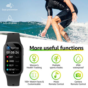 Black Smart Fitness Tracker With Bluetooth Calling Heart Rate Blood Pressure Oxygen And Sports Modes