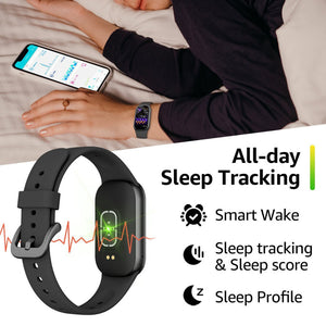 Black Smart Fitness Tracker With Bluetooth Calling Heart Rate Blood Pressure Oxygen And Sports Modes