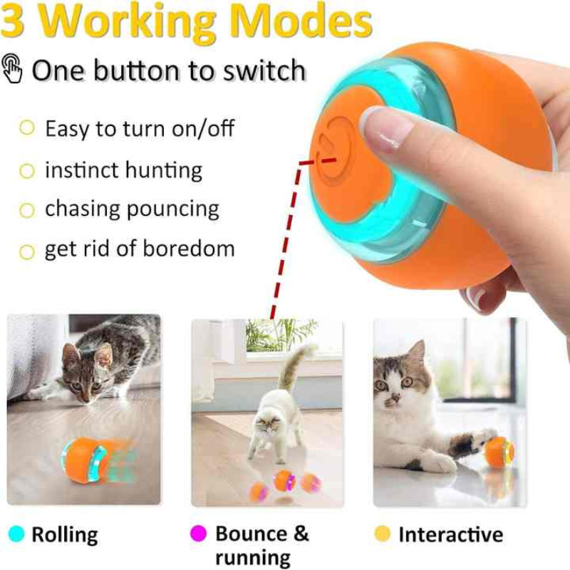 Interactive Electric Cat Toy Ball Rechargeable Smart Rolling Pet