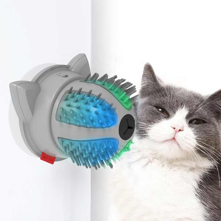 Electric Cat Massager Brush Catnip & Led Interactive Grooming Toy