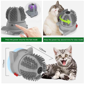 Electric Cat Massager Brush Catnip & Led Interactive Grooming Toy