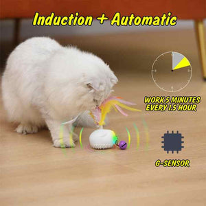 Interactive Cat Feather Toy With Led Lights Smart Motion Pet Playmate