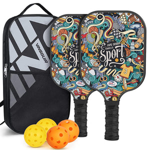 Graffiti Model Fiberglass Pickleball Paddle Set Vibrant Design For Enhanced Gameplay