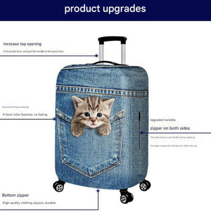 L 25 28 Inch Elastic Luggage Cover With Zipper Travel Suitcase Protector Scratch Resistant