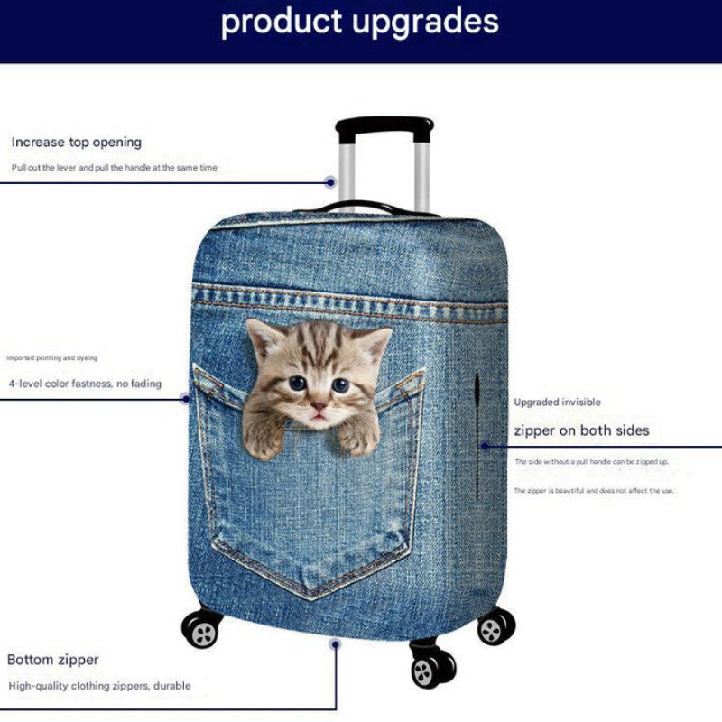 L 25 28 Inch Elastic Luggage Cover With Zipper Travel Suitcase Protector Scratch Resistant