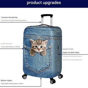 L 25 28 Inch Elastic Luggage Cover With Zipper Travel Suitcase Protector Scratch Resistant