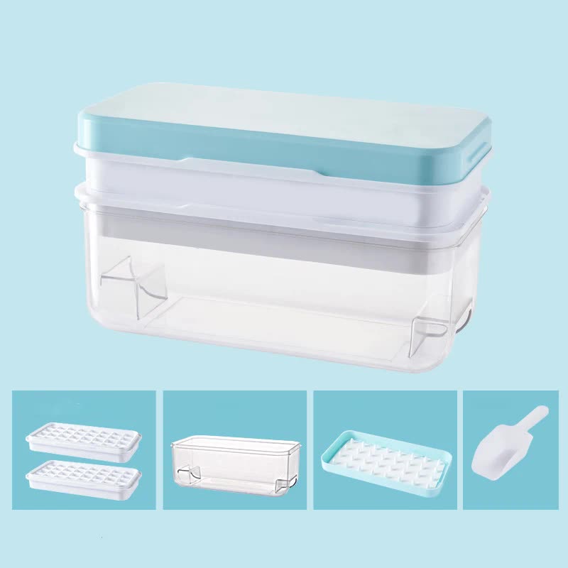 Blue Eco Friendly Large Capacity Food Grade Ice Cube Tray With Lid