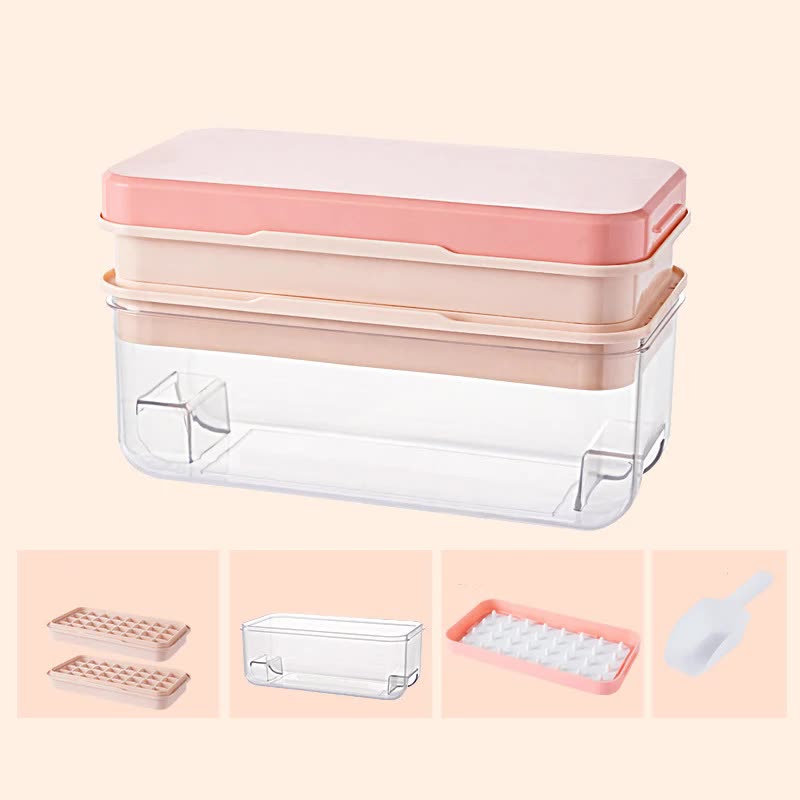 Pink Eco Friendly Large Capacity Food Grade Ice Cube Tray With Lid