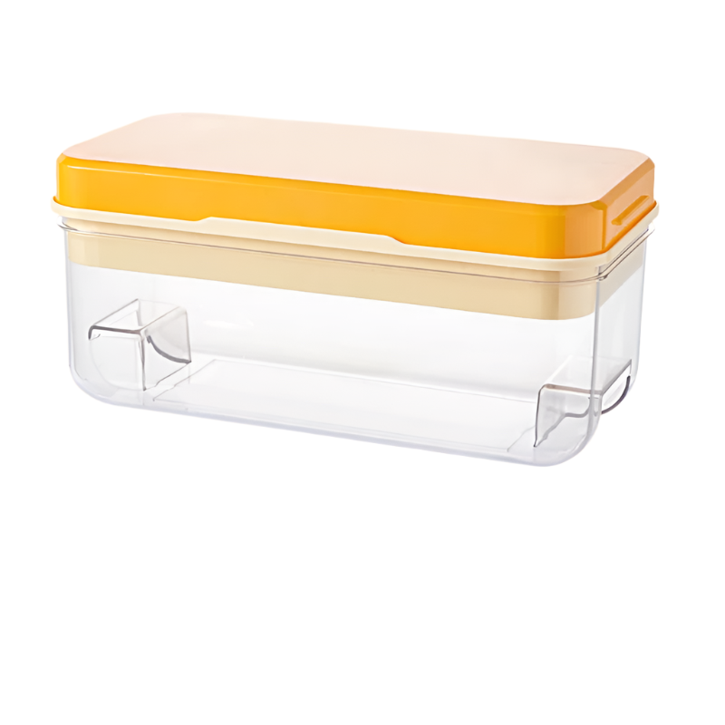 Yellow Premium Large Capacity Ice Cube Tray With Lid And Scoop Perfect For Cocktails Summer Drinks