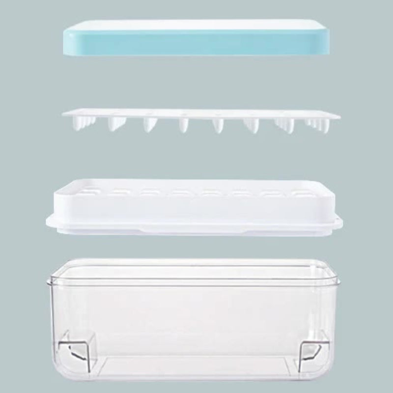 Blue Premium Large Capacity Ice Cube Tray With Lid And Scoop Perfect For Cocktails Summer Drinks