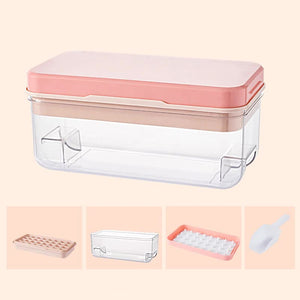 Pink Premium Large Capacity Ice Cube Tray With Lid And Scoop Perfect For Cocktails Summer Drinks