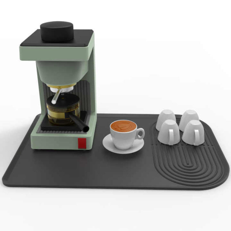 Black Silicone Coffee Machine Mat Waterproof Anti Slip And Durable Countertop Protector